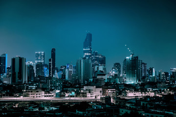 Fototapeta premium BANGKOK THAILAND - MAY 21, 2017 : Business and finance sky scraper buildings in Bangkok Thailand.