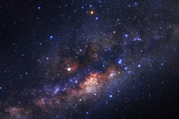 Milky way galaxy with stars and space dust in the universe, Long exposure photograph, with grain.