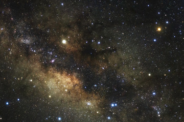 Milky way galaxy with stars and space dust in the universe, Long exposure photograph, with grain.