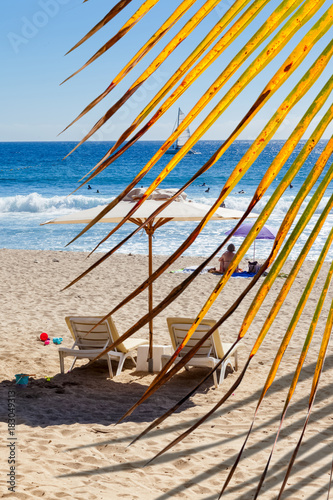 Plage Tropicale Coucher De Soleil Palmiers Poster Mural Papier Peint Acheter Le Sur Europostersfr