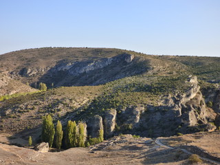 Ciudad romana de Valeria en Cuenca.Yacimiento romano en la Hoz del río Gritos en la localidad de Valeria, municipio de Las Valeras en Castilla-La Mancha (España)