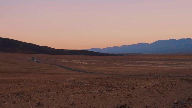 Wide angle view over Death Valley in California in the evening