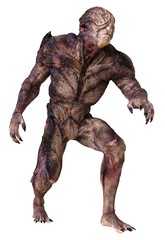 Alien monster isolated on white background 3d illustration © elenaed