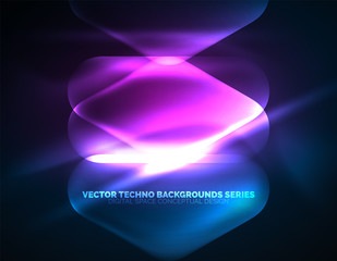 Illuminated lens flares, glowing color techno background