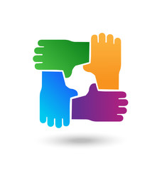 Hands united and protecting one another icon