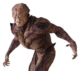 Alien monster isolated on white background 3d illustration © elenaed