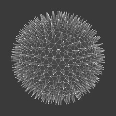 Sphere with connected lines and dots. Connection structure. Wireframe vector illustration