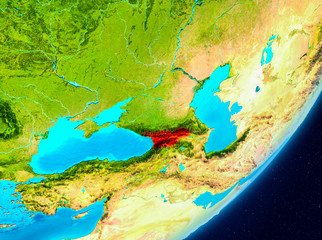 Orbit view of Georgia in red