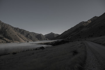 Fototapeta premium Morning fog, Lake Moke in Newzealand