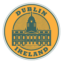 Stamp with text Dublin, Ireland - obrazy, fototapety, plakaty