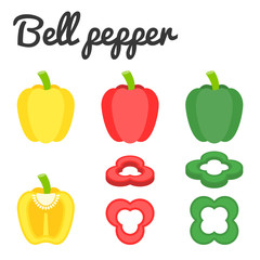 Vector set of fruit and vegetable, bell pepper