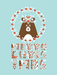 Cute Christmas card with a picture of a bear