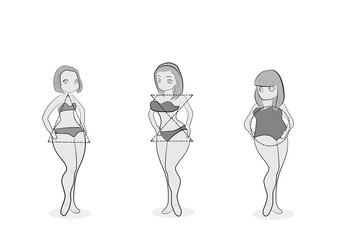 women with different types of figures. vector illustration