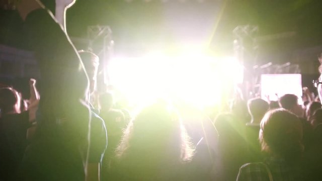 Young people at the rep rock concert, slow-motion
