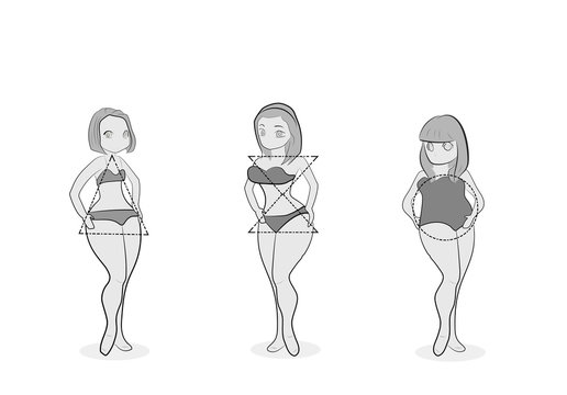 women with different types of figures. vector illustration