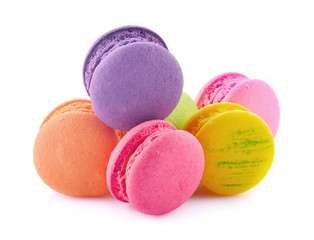 colorful tasty mini macaron isolated on white background