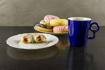 Stuffed donut cookie and coffee mug.