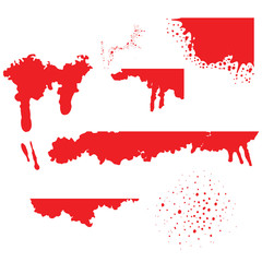 Blood spatters realistic bloodstains patterns set of smears splashes drippings drops on white background vector illustration 