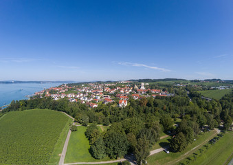 Fototapeta na wymiar Aerial picture of the landscape of the Lake Constance or Bodensee in Germany