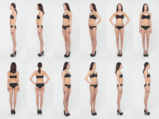 Studio light full length bikini and black shoes female model snapshot