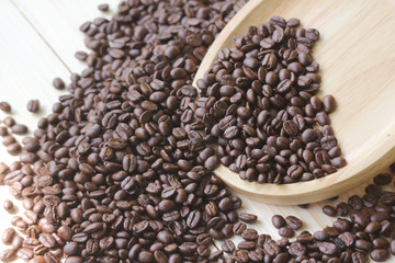 Coffee beans blending on the table