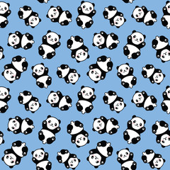 Seamless Cute Cartoon Panda Face Pattern