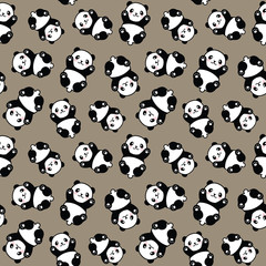 Fototapeta premium Seamless Cute Cartoon Panda Face Pattern