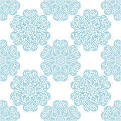 Blue floral seamless pattern on white background