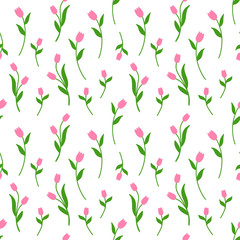 Floral Seamless Tulip Pattern Vector