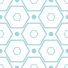 White and blue geometric print. Seamless pattern