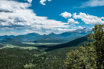 Green mountain valley. Summer in the Rocky Mountains