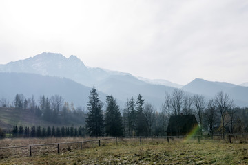 Mountain landscape in the haze, November