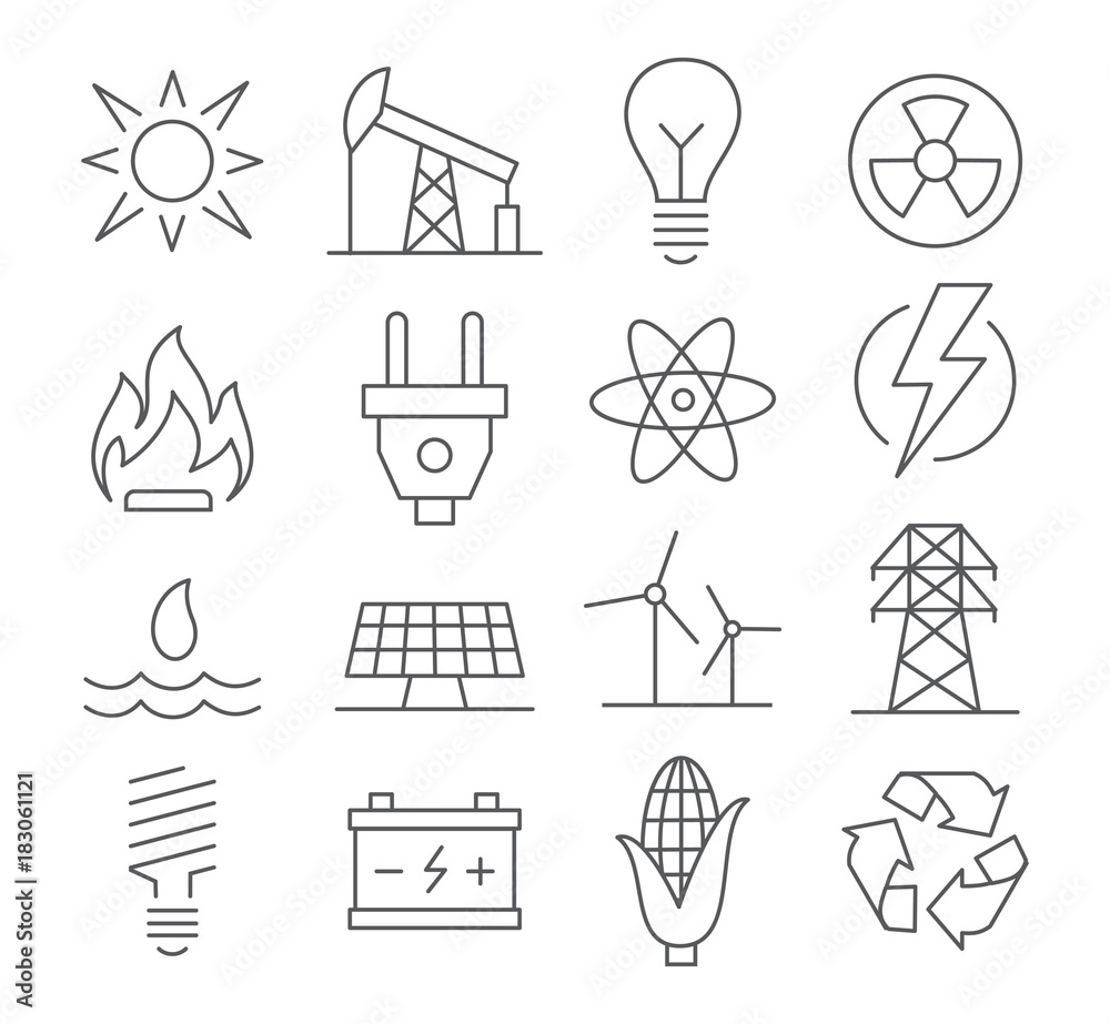 Wall mural Energy line icons