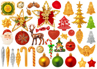 Christmas Decorations Isolated on White Background