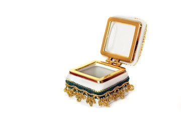 Jewelry Casket. Jewelry casket on a white background. An open casket