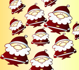Cheerful cartoon pattern - cute santa claus on a yellow gradient background. a beautiful idea for a wrapping paper - a happy Christmas. Time of fairy tale and magic