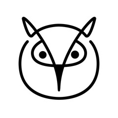 Owl. Bird head contour on a white background. Line art. Vector