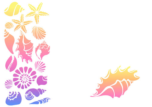 Color template of silhouettes of sea shells. Vector