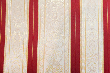 retro textile fabric with ornament and selective focus