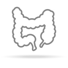 Human Intestine Icon In Trendy Thin Line Style Isolated On White Background. Medical Symbol For Your Design, Apps, Logo, UI. Vector Illustration, Eps10.