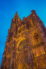 Fototapeta premium View of Strasbourg Cathedral from ground. Alsace