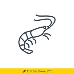Prawn Icon / Vector - In Line / Stroke Design