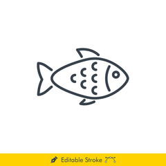 Fish Icon / Vector - In Line / Stroke Design