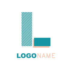 L Alphabet letter logo. Retro colorful logotype vector design template in white background