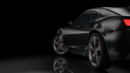 Obraz na płótnie Canvas Dark car silhouette 3D illustration