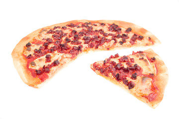 baked pizza at home isolated on white