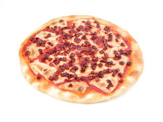 baked pizza at home isolated on white