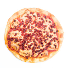 baked pizza at home isolated on white