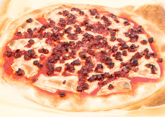 baked pizza at home isolated on white