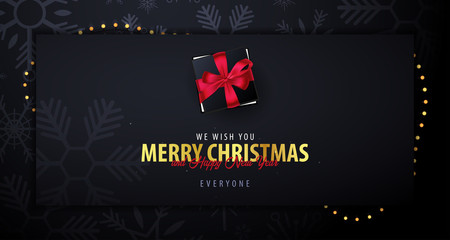 Obraz na płótnie Canvas Marry Christmas and Happy New Year banner on dark background with snowflakes. Vector illustration.